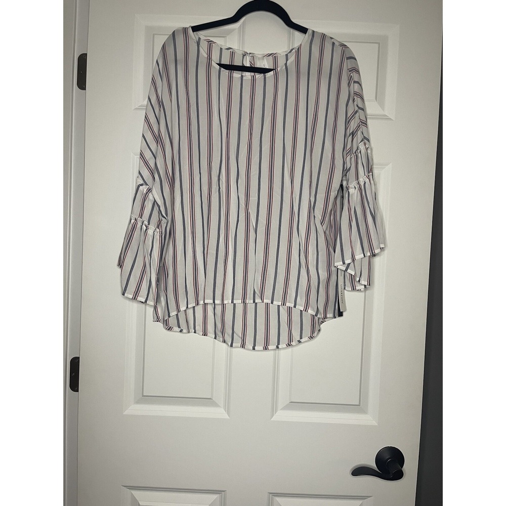 Liverpool Bell Sleeve Boho  Vertical striped Blouse Top small NWT
